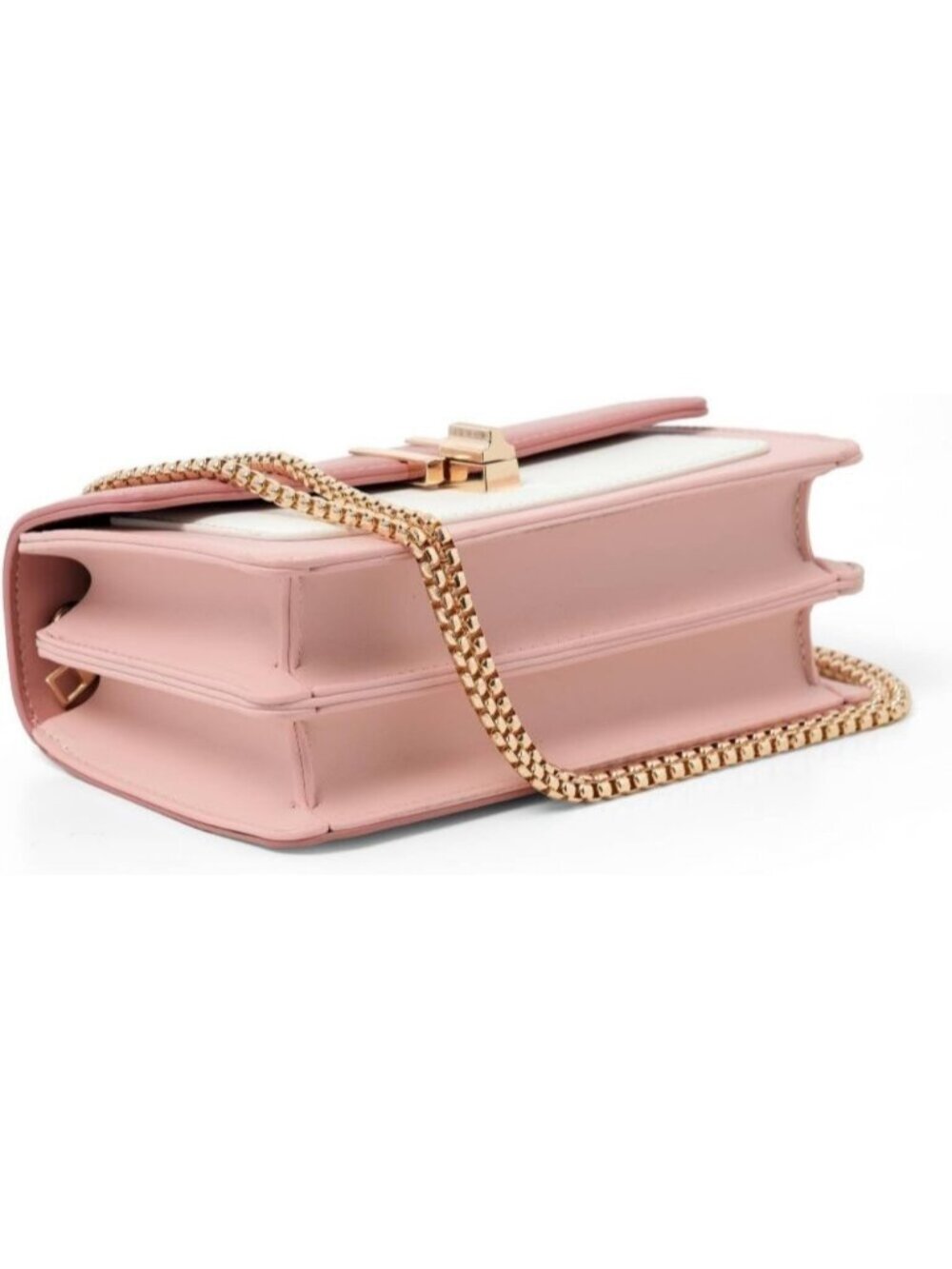 〽️Women's Dark Pink Color Block Chain Strap Crossbody Leather Purse Shoulder Bag - Picture 4 of 6